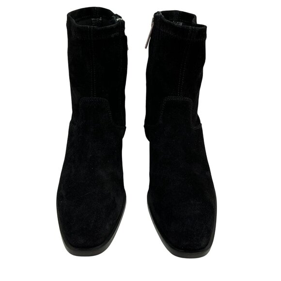 Aquatalia Reeta Suede Square Toe Side Zip Ankle Booties Womens 5 Made In Italy N - Picture 2 of 12